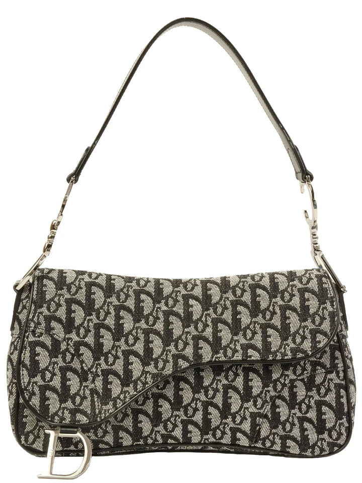 Top quality Dior Trotter Pattern Saddle Bag Black