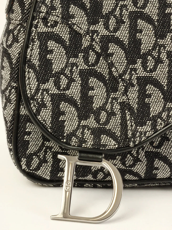 Top quality Dior Trotter Pattern Saddle Bag Black