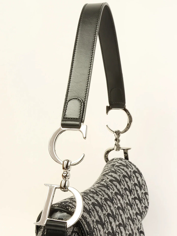 Top quality Dior Trotter Pattern Saddle Bag Black