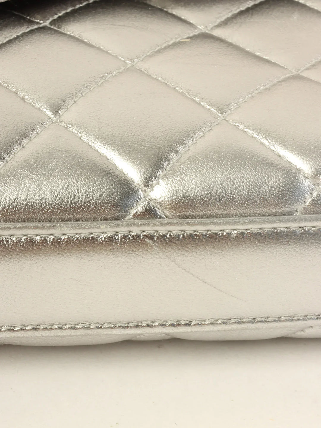Chanel Around 1997 Turn-Lock Chain Top Handle Bag Silver
