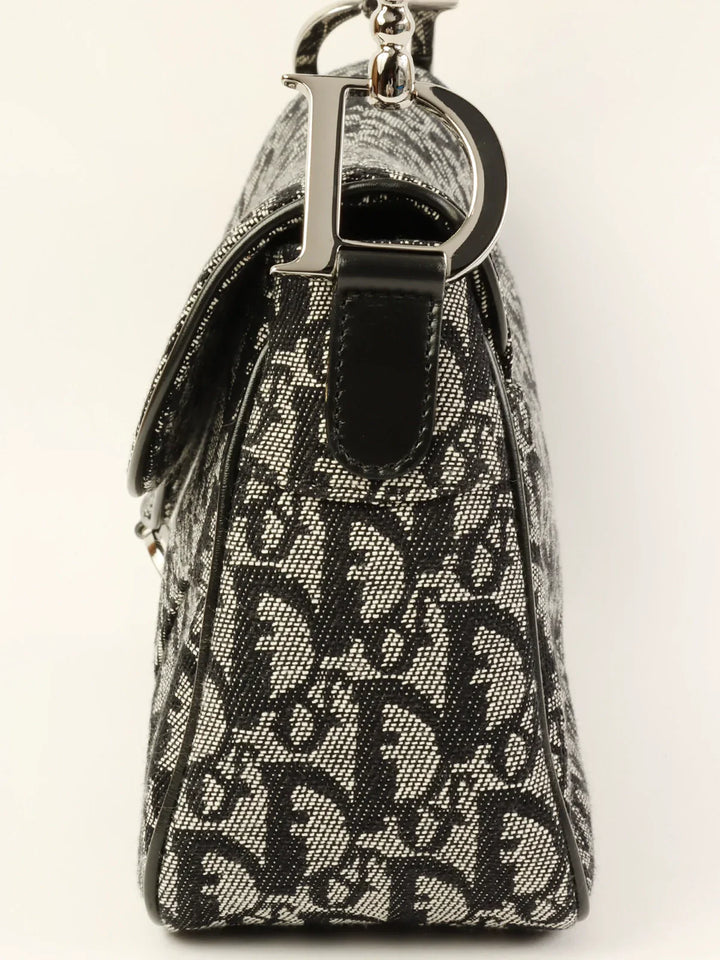 Top quality Dior Trotter Pattern Saddle Bag Black