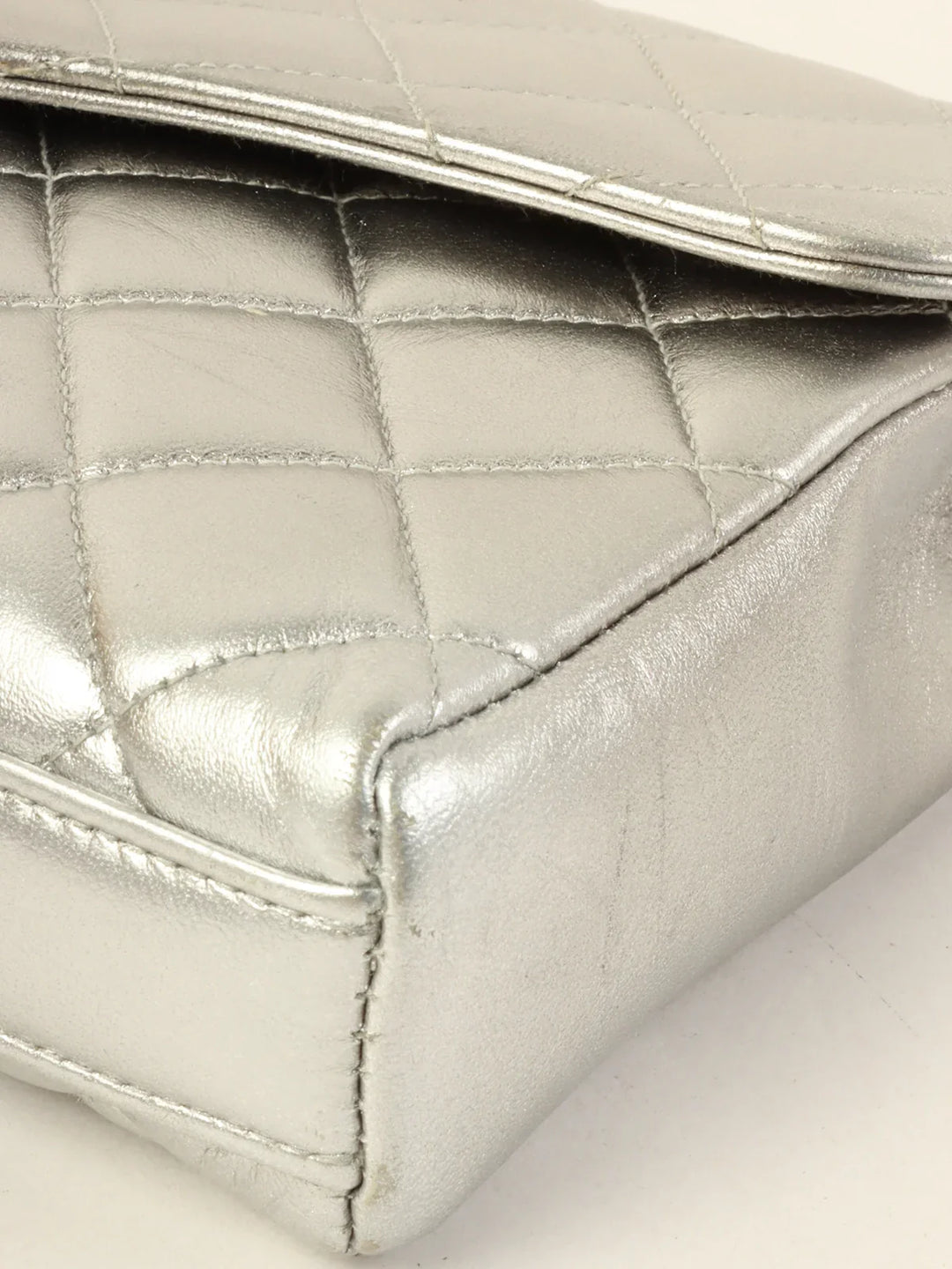 Chanel Around 1997 Turn-Lock Chain Top Handle Bag Silver