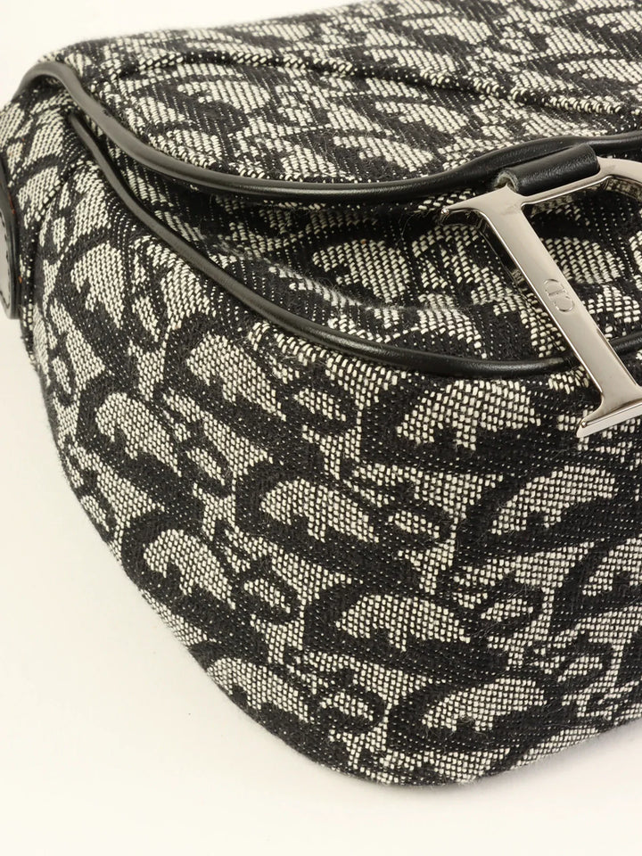 Top quality Dior Trotter Pattern Saddle Bag Black