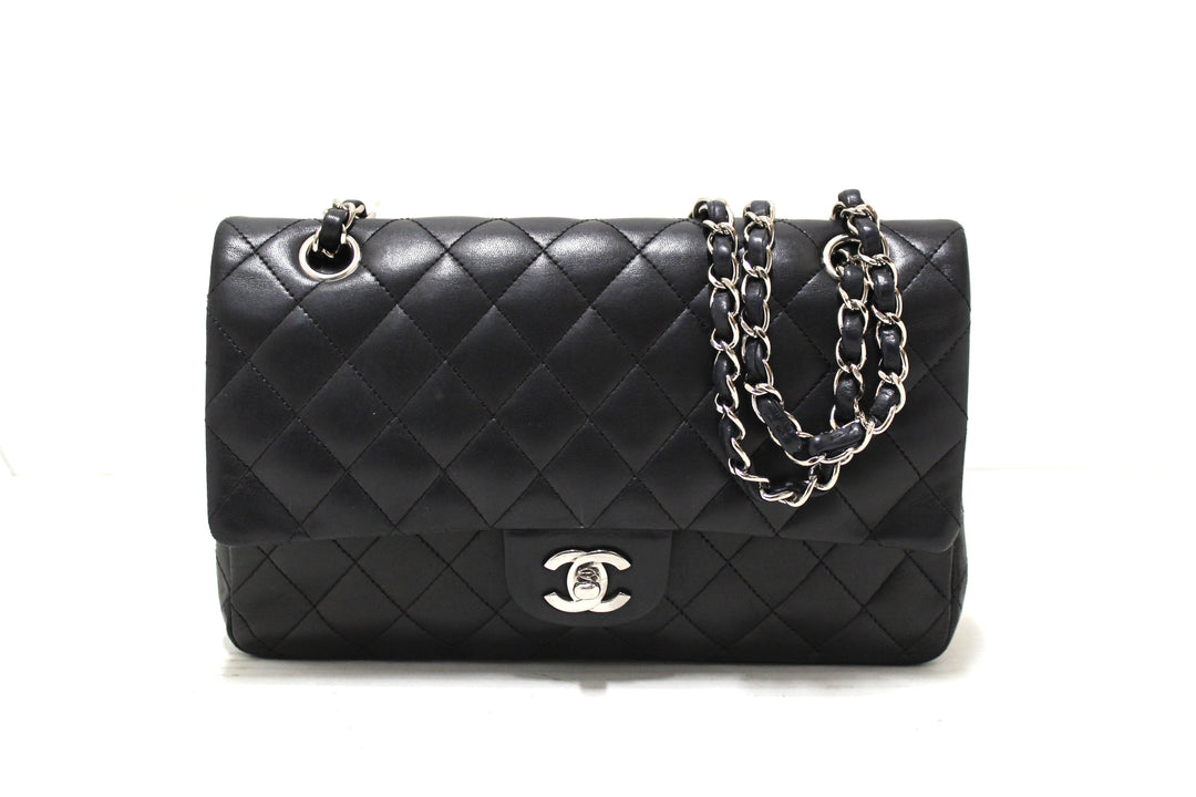 chanel black lambskin leather medium classic flap chain bag | Shop Now at Italystation.com