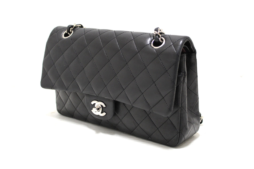 Top Quality Chanel Black Lambskin Leather Medium Classic Flap Chain Bag