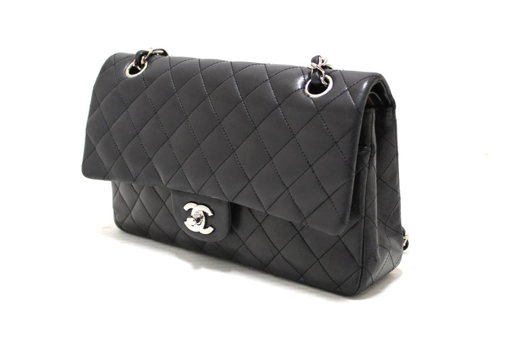 Top Quality Chanel Black Lambskin Leather Medium Classic Flap Chain Bag