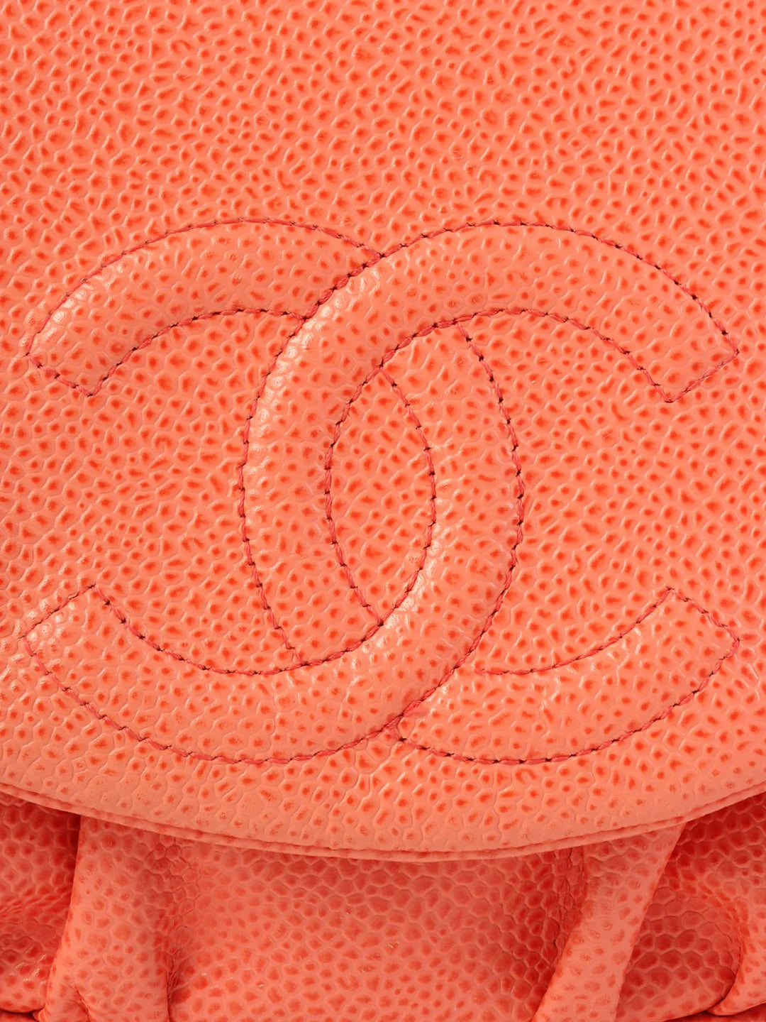 Chanel Around 2014 Made Caviar Skin Cc Mark Stitch Wallet On Chain Salmon Pink