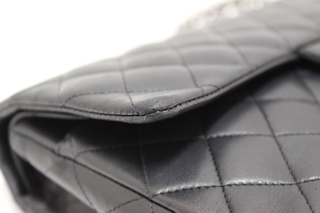Top Quality Chanel Black Lambskin Leather Medium Classic Flap Chain Bag