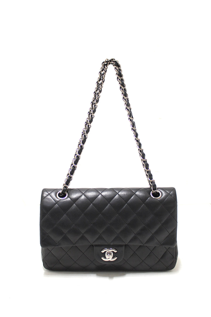 Top Quality Chanel Black Lambskin Leather Medium Classic Flap Chain Bag