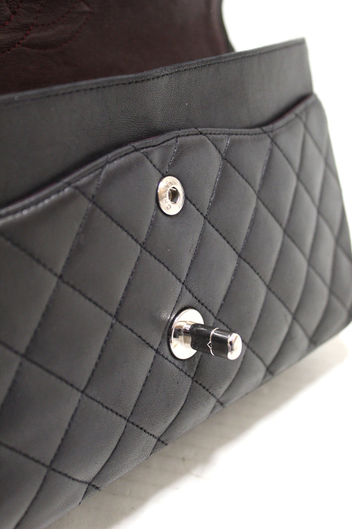 Top Quality Chanel Black Lambskin Leather Medium Classic Flap Chain Bag
