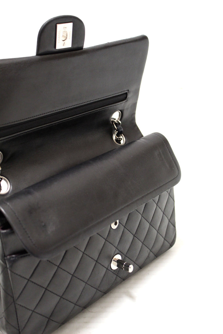Top Quality Chanel Black Lambskin Leather Medium Classic Flap Chain Bag