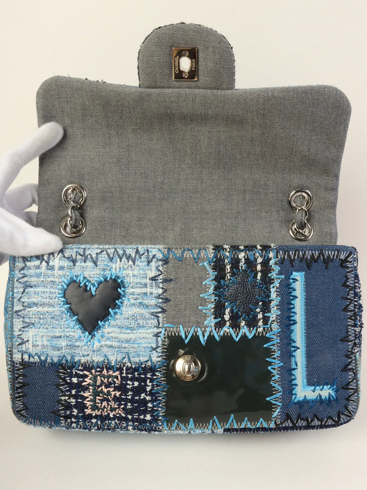 Chanel Around 2014 Made Patchwork Classic New Chain Shoulder Bag Blue/Multi