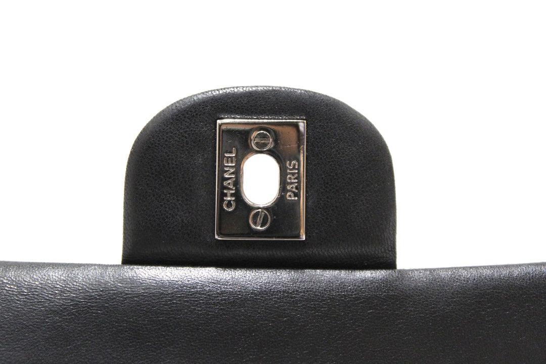 Top Quality Chanel Black Lambskin Leather Medium Classic Flap Chain Bag