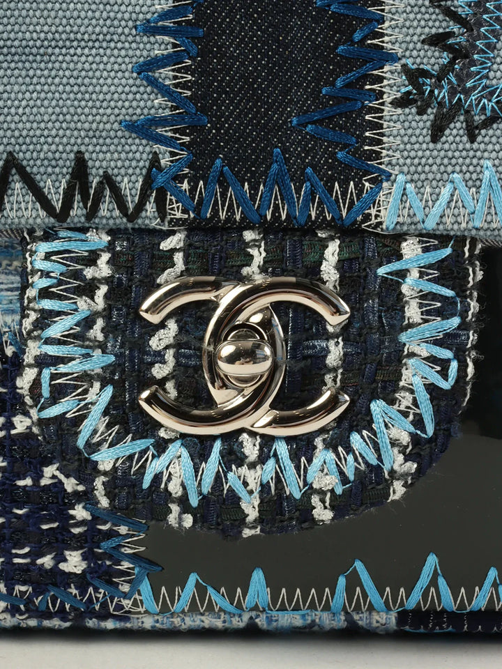 Chanel Around 2014 Made Patchwork Classic New Chain Shoulder Bag Blue/Multi