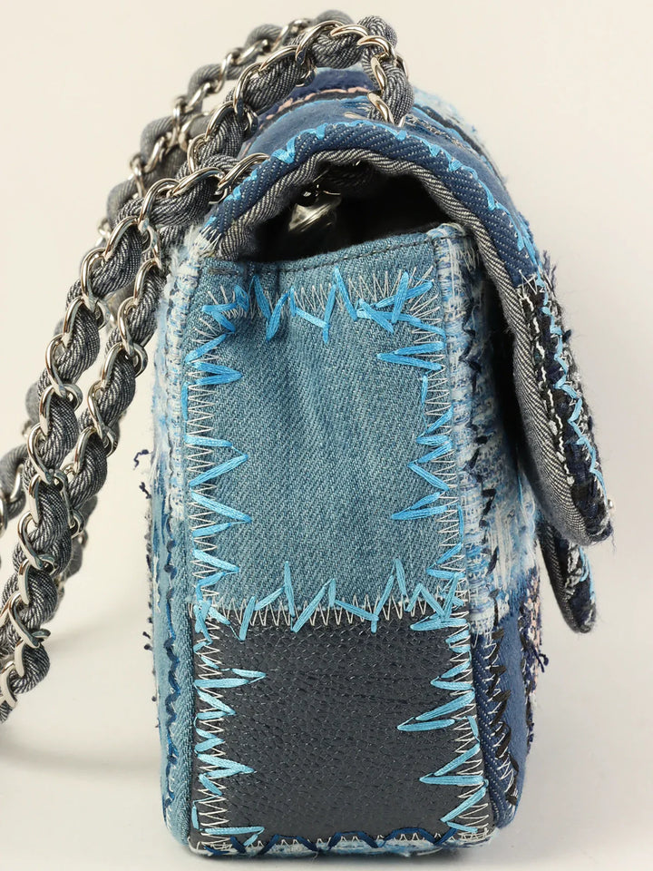 Chanel Around 2014 Made Patchwork Classic New Chain Shoulder Bag Blue/Multi