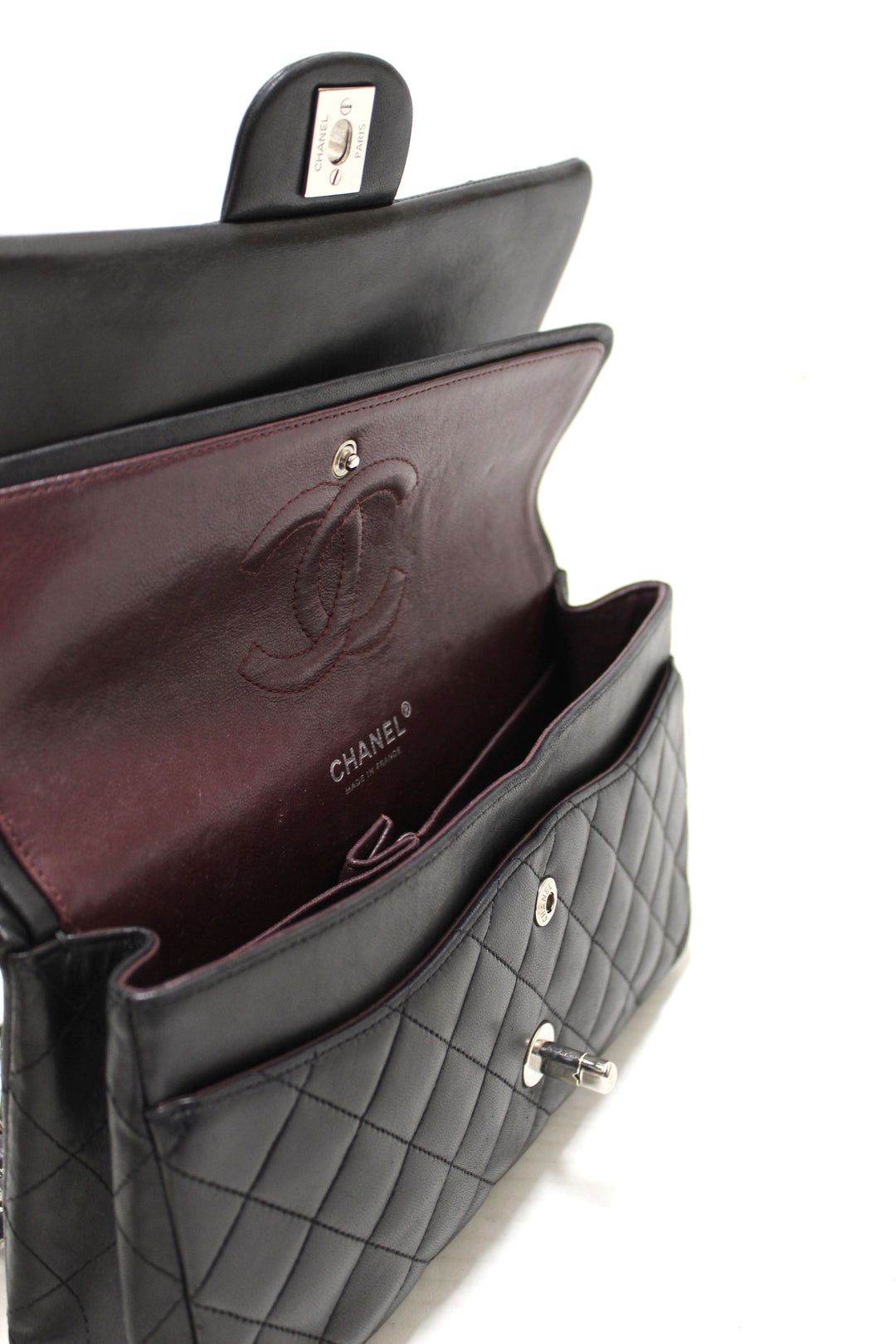 Top Quality Chanel Black Lambskin Leather Medium Classic Flap Chain Bag