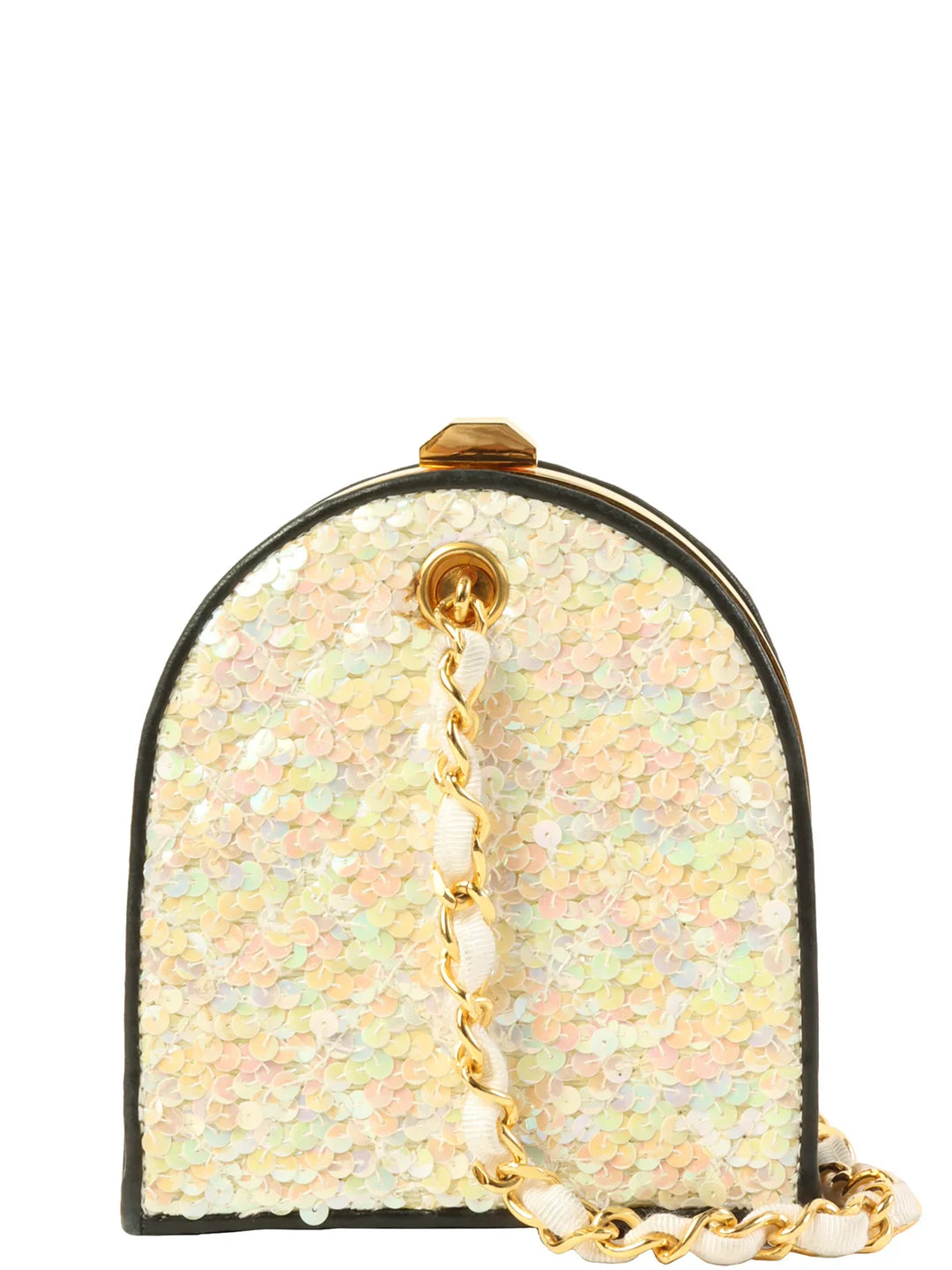 Chanel Around 1990 Made Aurora Sequin Cc Mark Metal Clasp Mini Chain Bag Multi/Gold