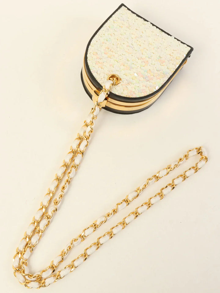 Chanel Around 1990 Made Aurora Sequin Cc Mark Metal Clasp Mini Chain Bag Multi/Gold