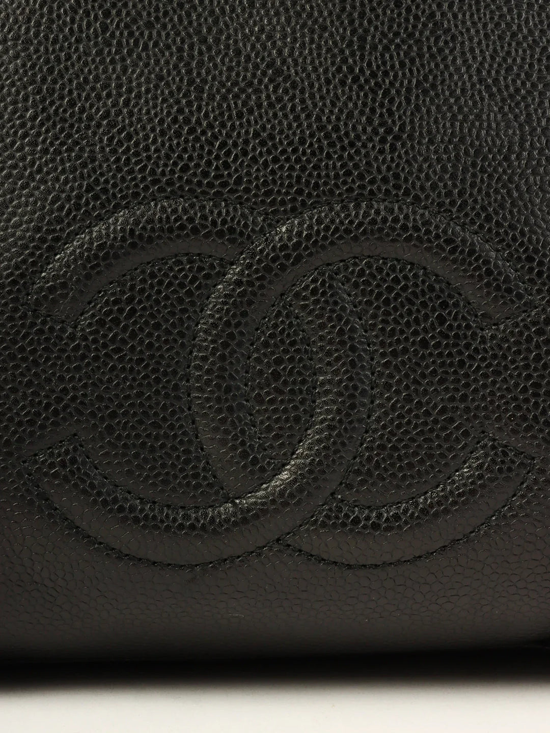 Chanel Around 1995 Made Caviar Skin Cc Mark Stitch Boston Bag Black