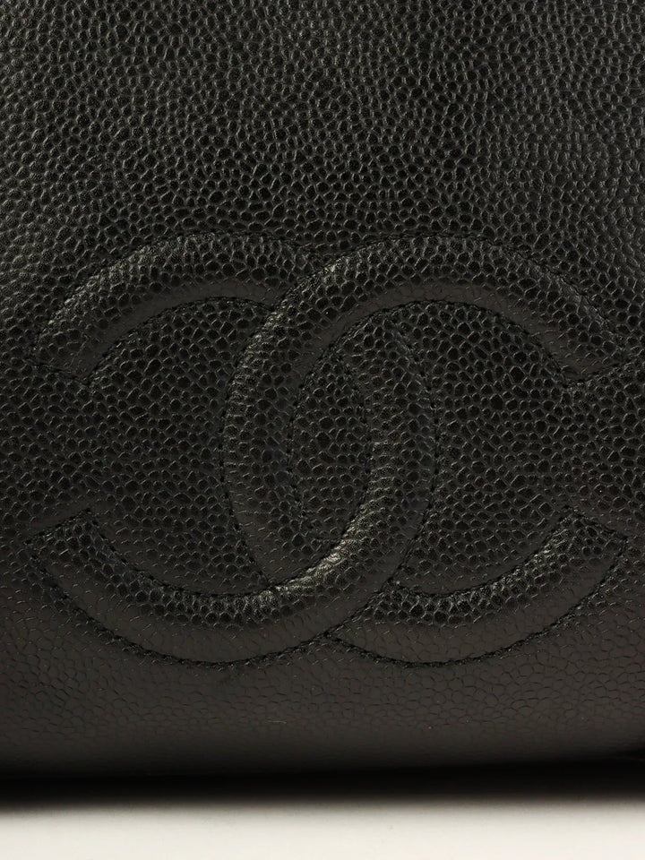 Chanel Around 1995 Made Caviar Skin Cc Mark Stitch Boston Bag Black