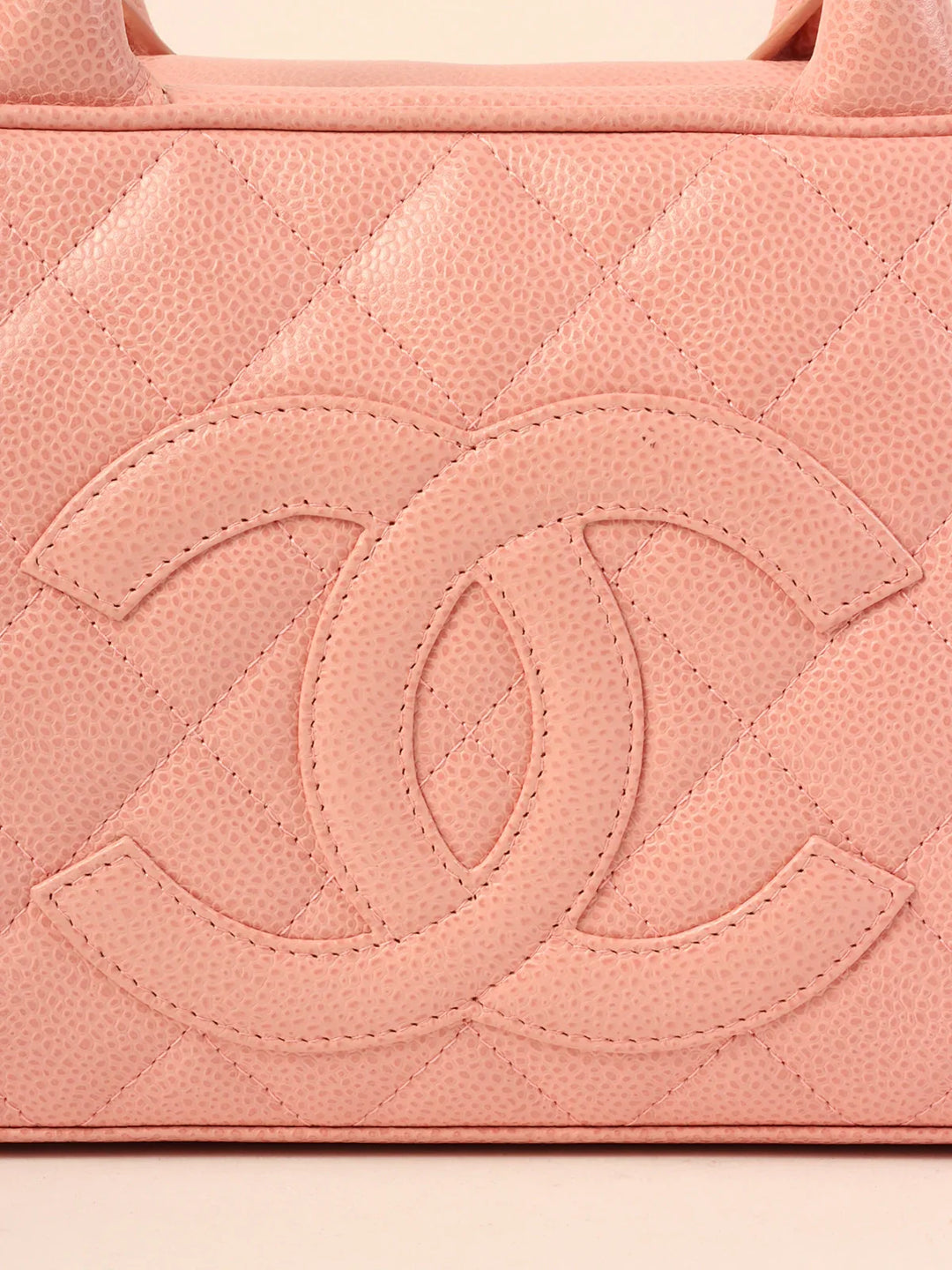 Chanel Around 2003 Made Caviar Skin Cc Mark Mini Boston Bag Pink