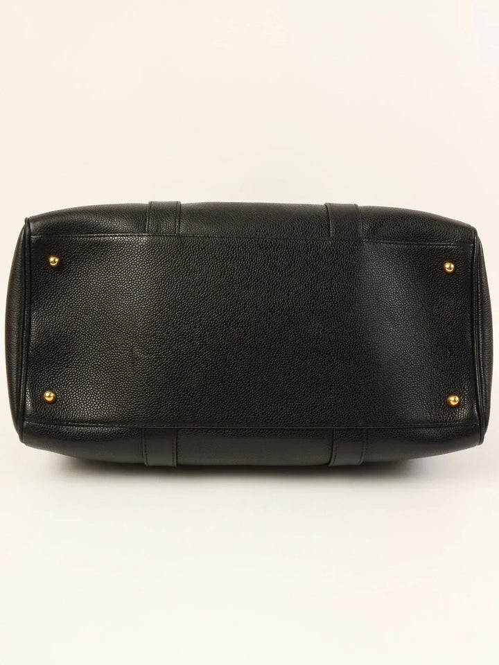 Chanel Around 1995 Made Caviar Skin Cc Mark Stitch Boston Bag Black