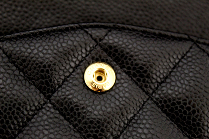 Top Quality Chanel Black Quilted Caviar Leather Classic Jumbo Double Flap Bag
