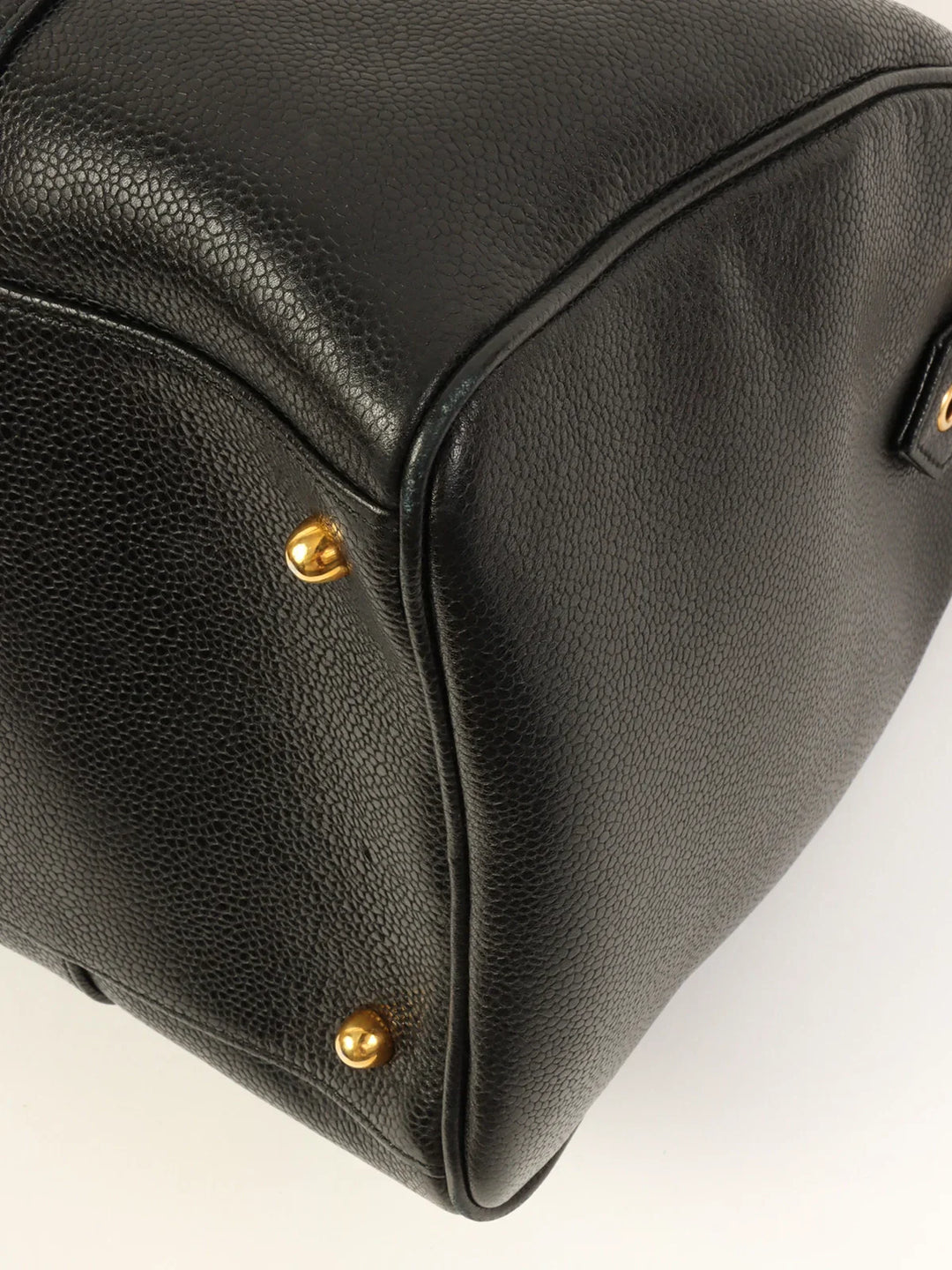 Chanel Around 1995 Made Caviar Skin Cc Mark Stitch Boston Bag Black