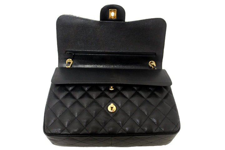 Top Quality Chanel Black Quilted Caviar Leather Classic Jumbo Double Flap Bag