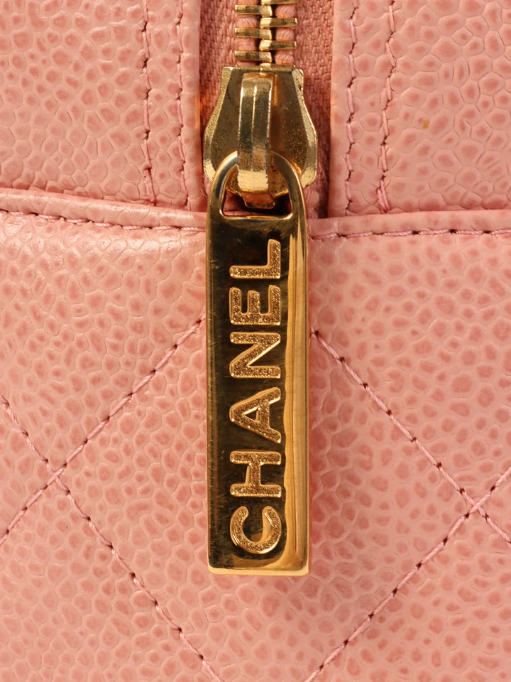Chanel Around 2003 Made Caviar Skin Cc Mark Mini Boston Bag Pink