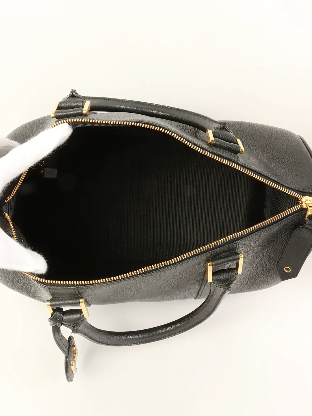 Chanel Around 1995 Made Caviar Skin Cc Mark Stitch Boston Bag Black