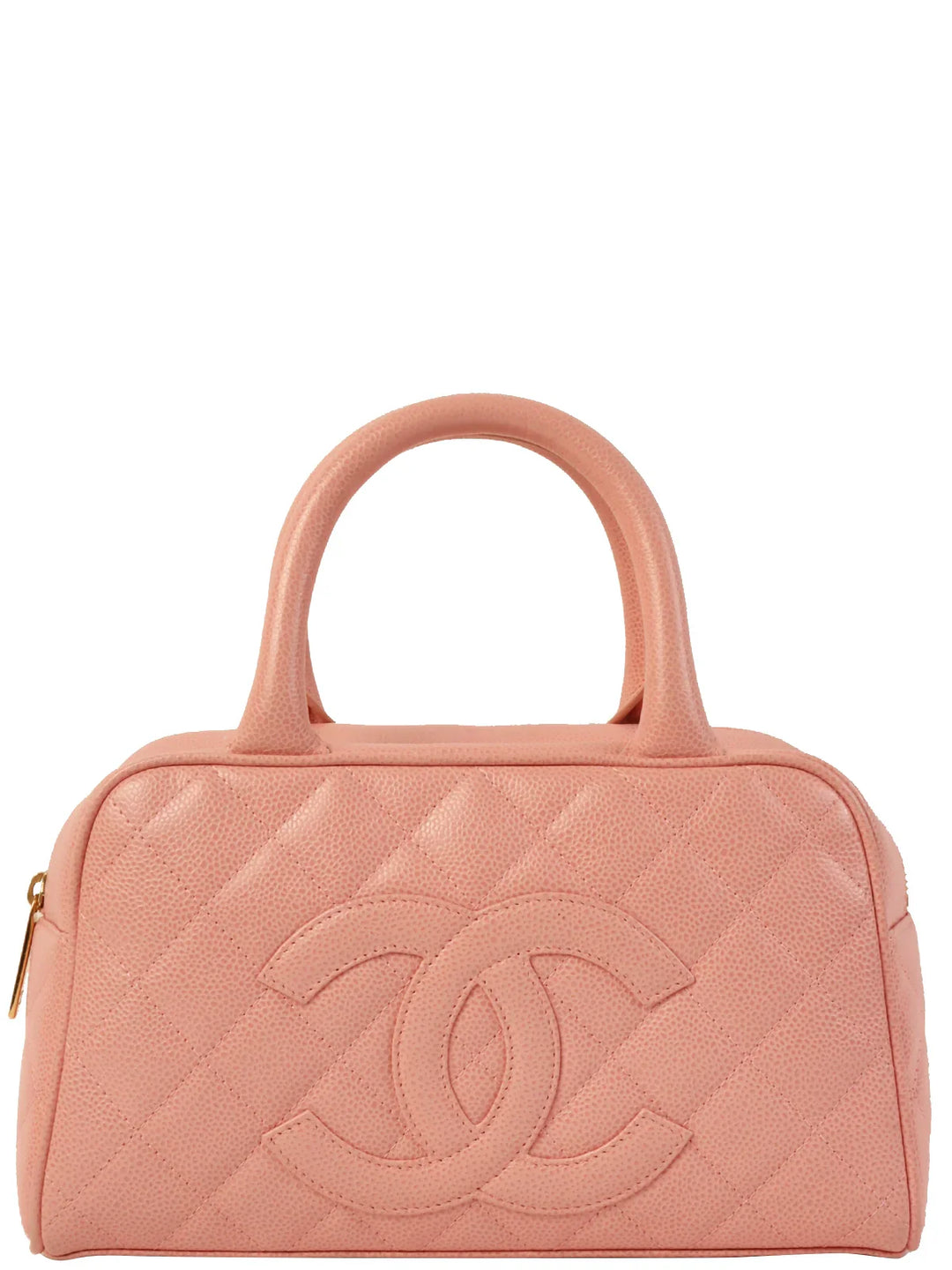 Chanel Around 2003 Made Caviar Skin Cc Mark Mini Boston Bag Pink