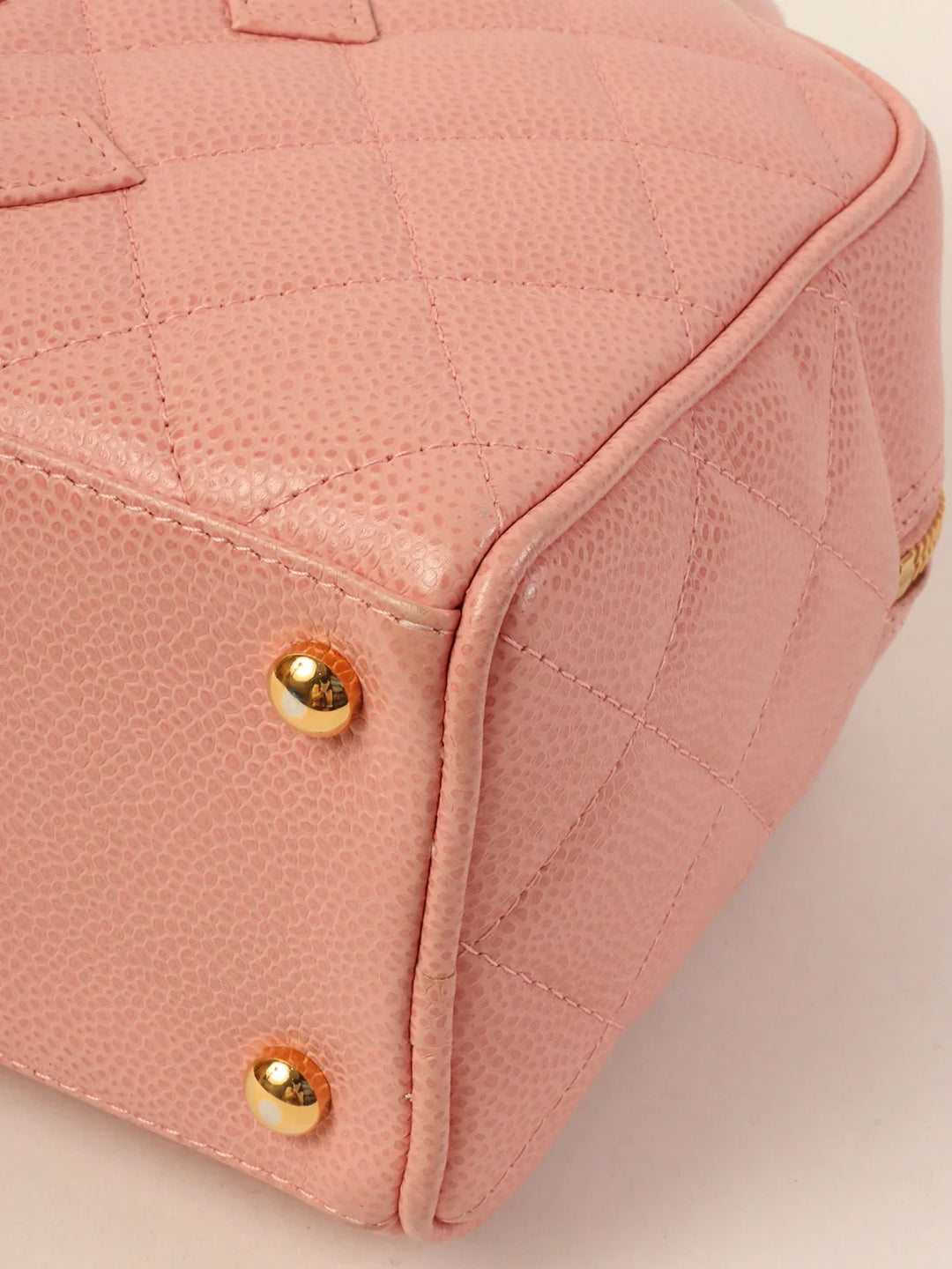 Chanel Around 2003 Made Caviar Skin Cc Mark Mini Boston Bag Pink
