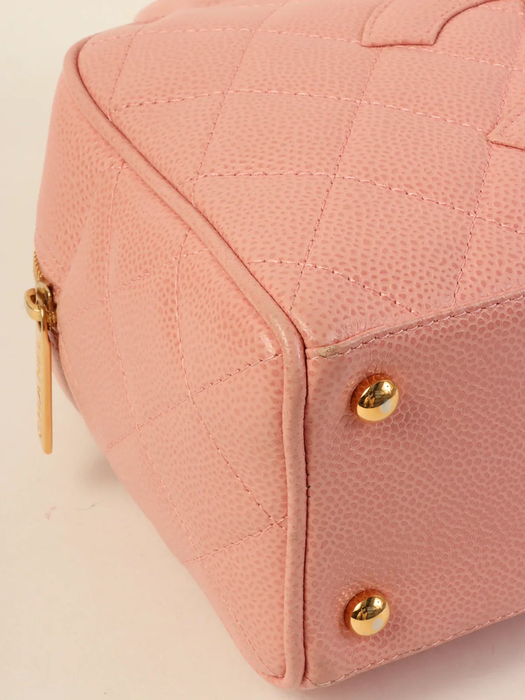 Chanel Around 2003 Made Caviar Skin Cc Mark Mini Boston Bag Pink