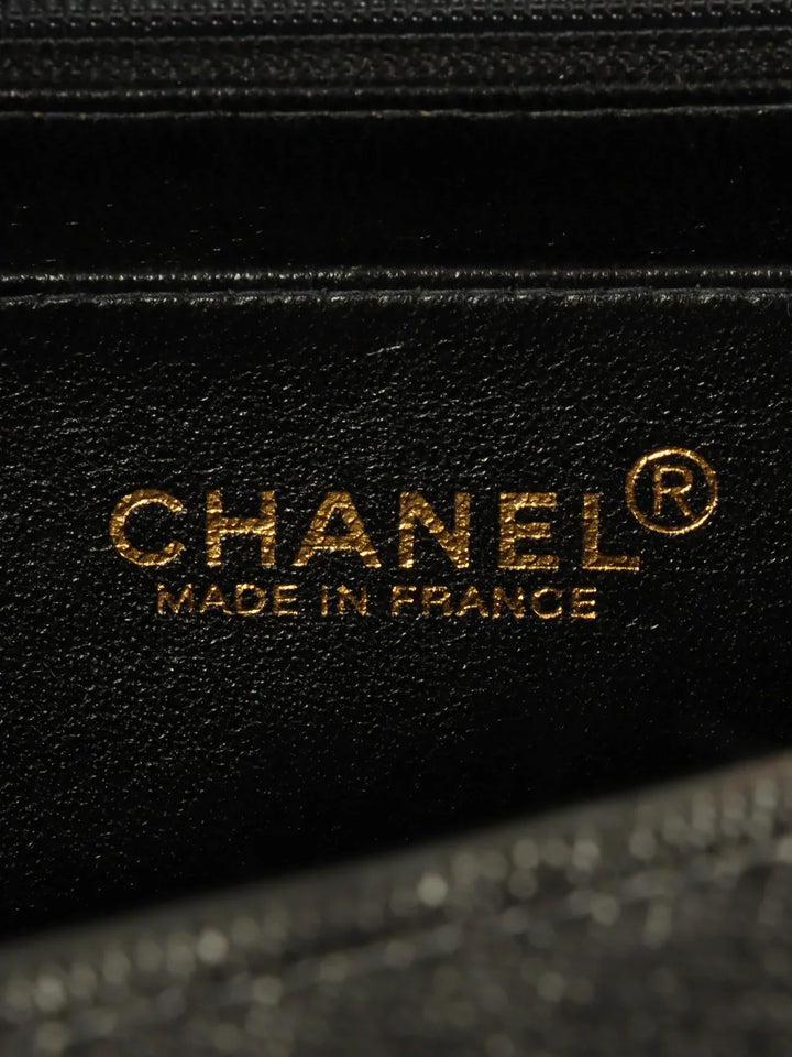 Chanel Around 1998 Made Denim Turn-Lock Top Handle Bag Black