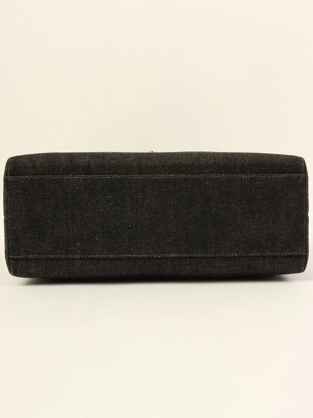 Chanel Around 1998 Made Denim Turn-Lock Top Handle Bag Black