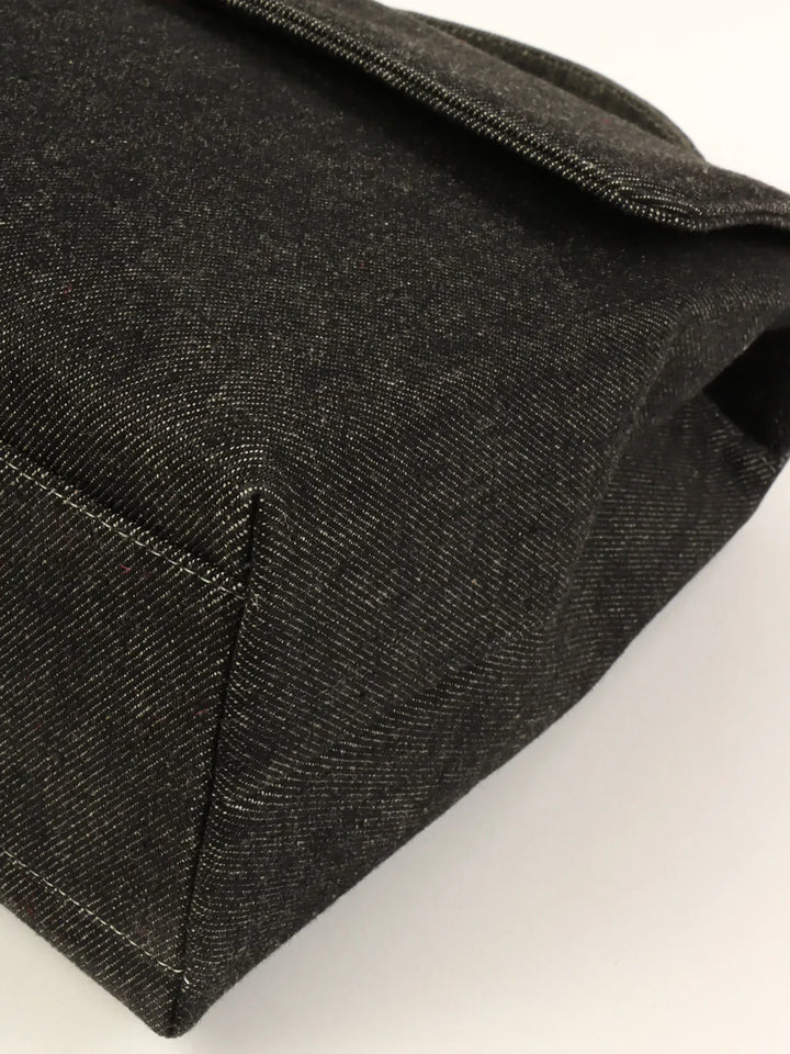 Chanel Around 1998 Made Denim Turn-Lock Top Handle Bag Black