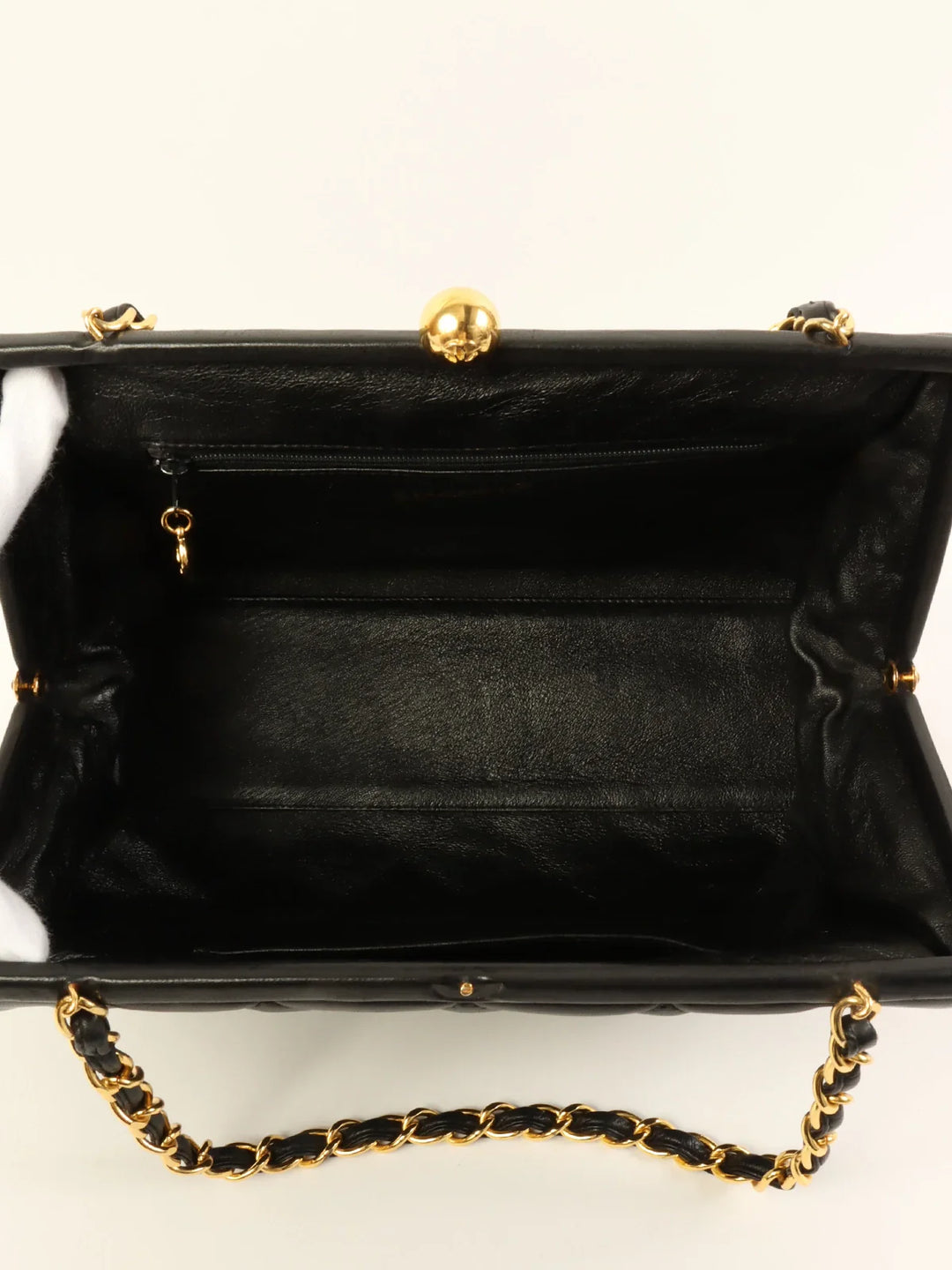 Chanel Around 1995 Made Cc Mark Metal Clasp Chain Bag Black