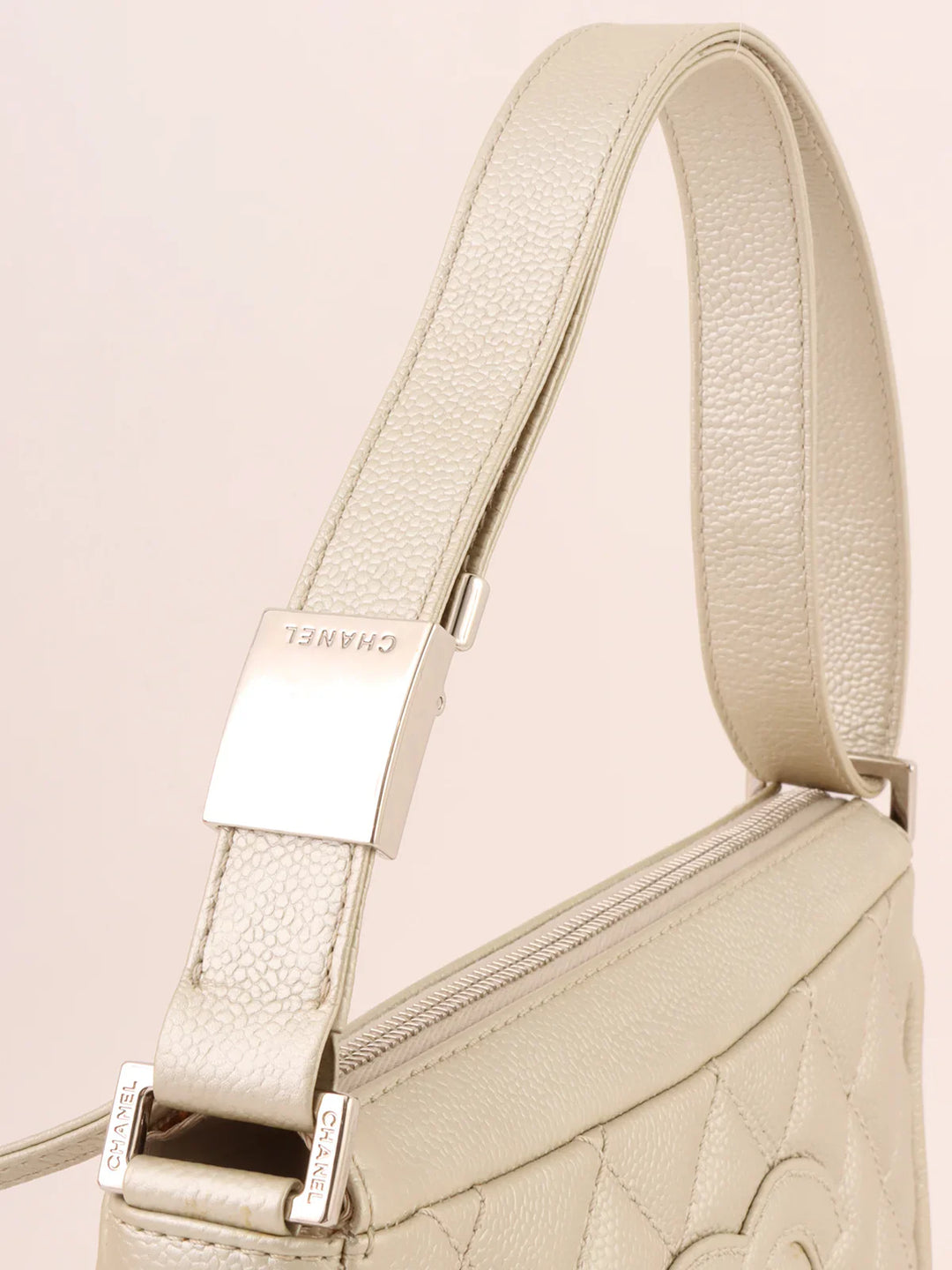 Chanel Around 2005 Made Cc Mark Stitch Shoulder Bag Champagne Gold