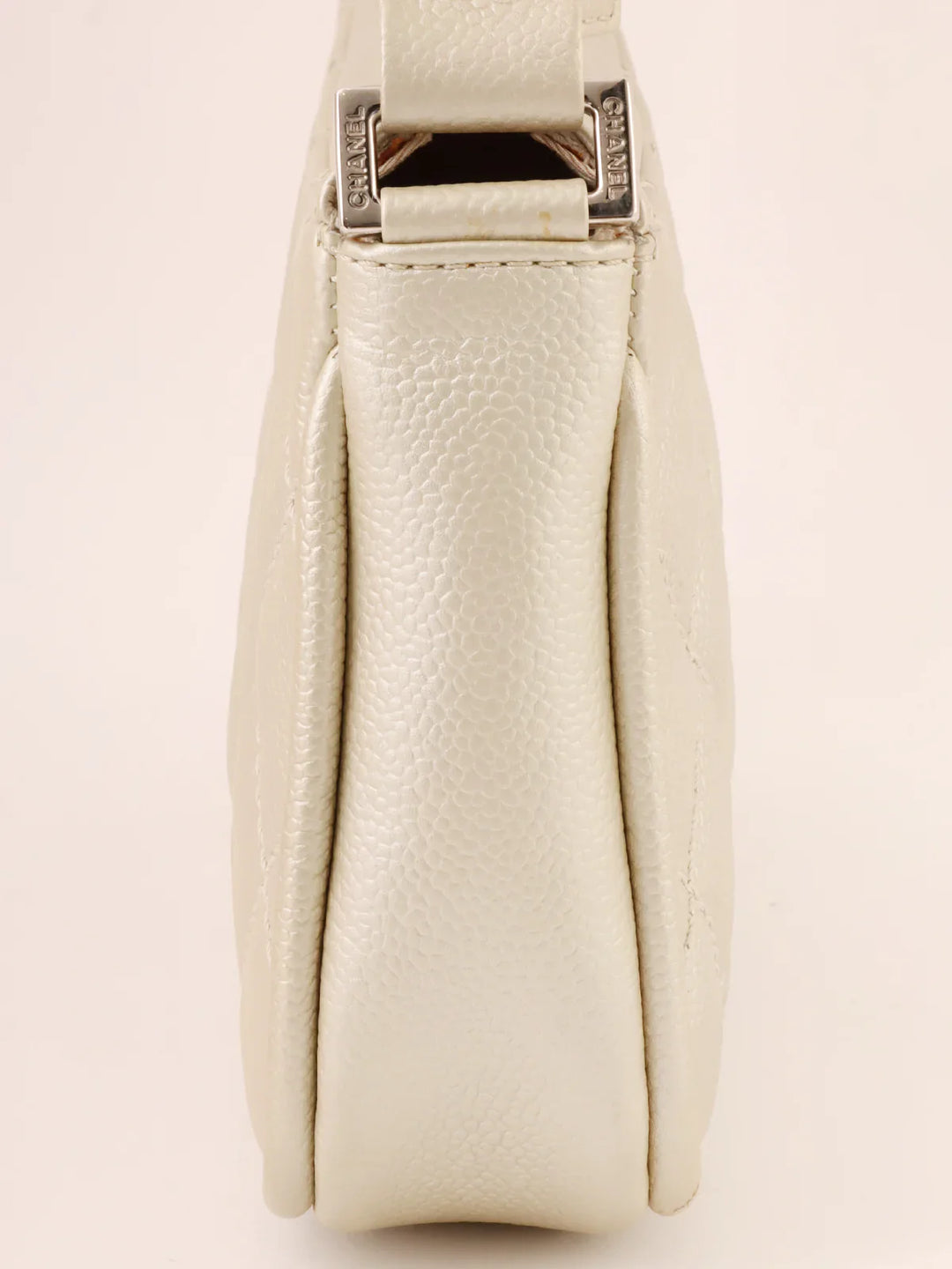 Chanel Around 2005 Made Cc Mark Stitch Shoulder Bag Champagne Gold
