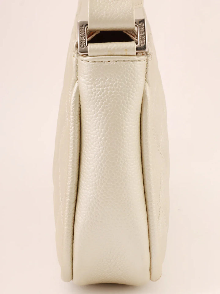 Chanel Around 2005 Made Cc Mark Stitch Shoulder Bag Champagne Gold