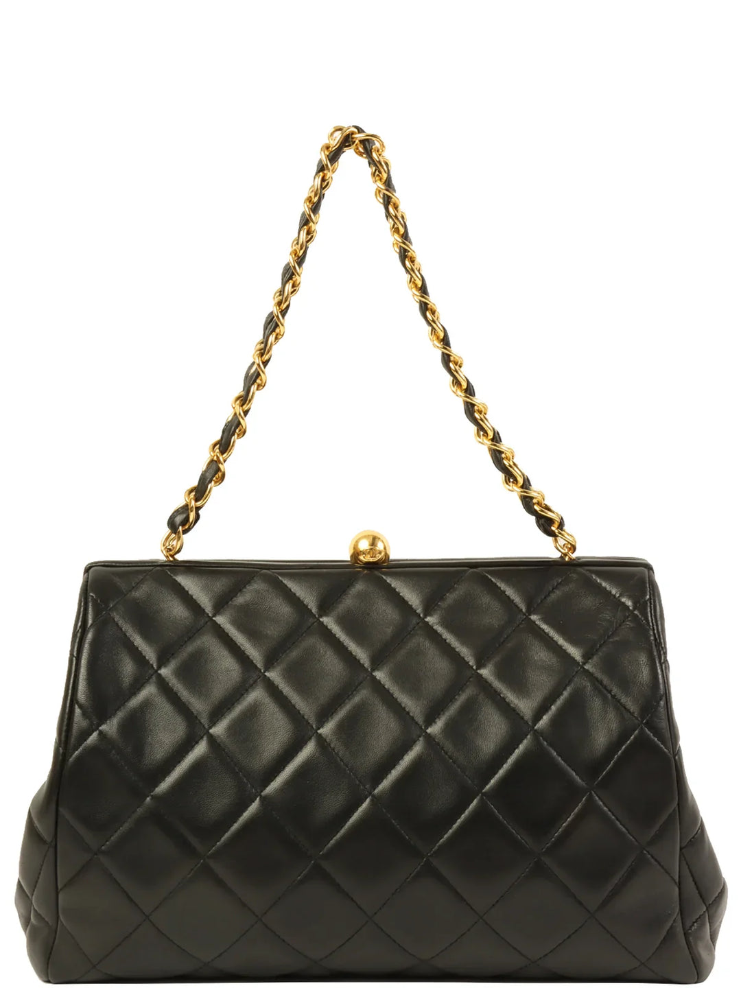 Chanel Around 1995 Made Cc Mark Metal Clasp Chain Bag Black