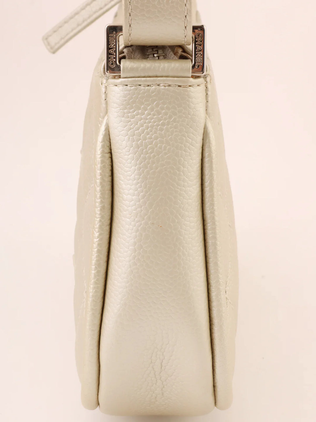 Chanel Around 2005 Made Cc Mark Stitch Shoulder Bag Champagne Gold