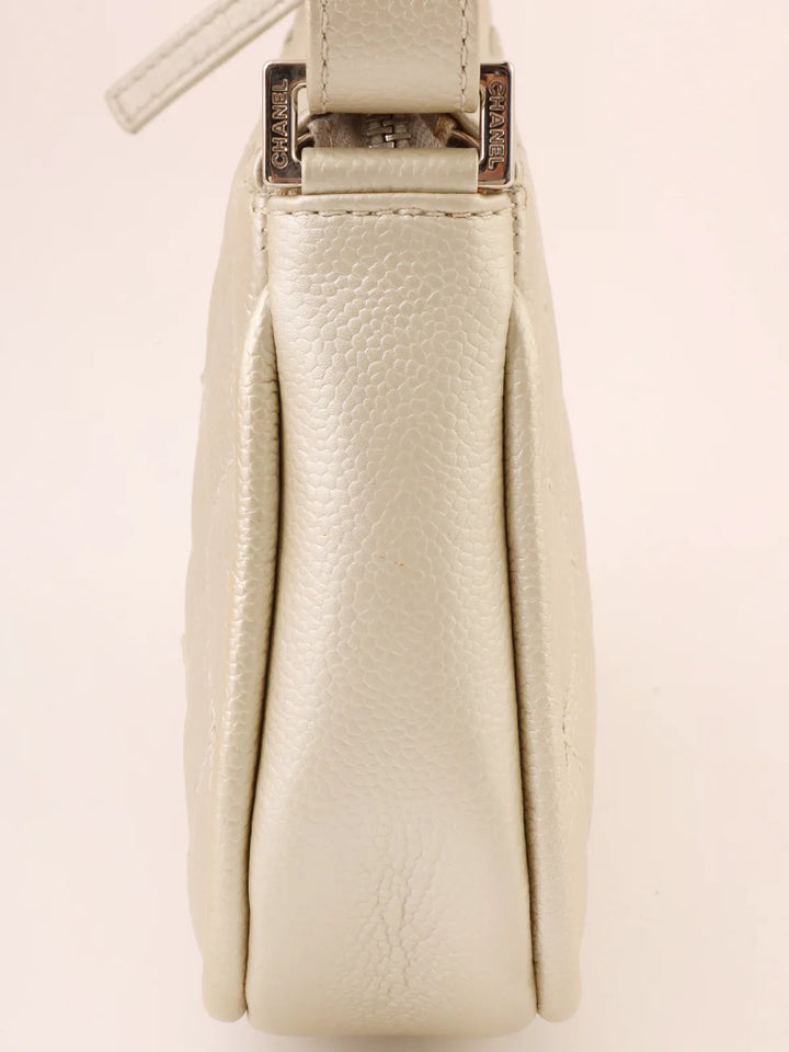 Chanel Around 2005 Made Cc Mark Stitch Shoulder Bag Champagne Gold