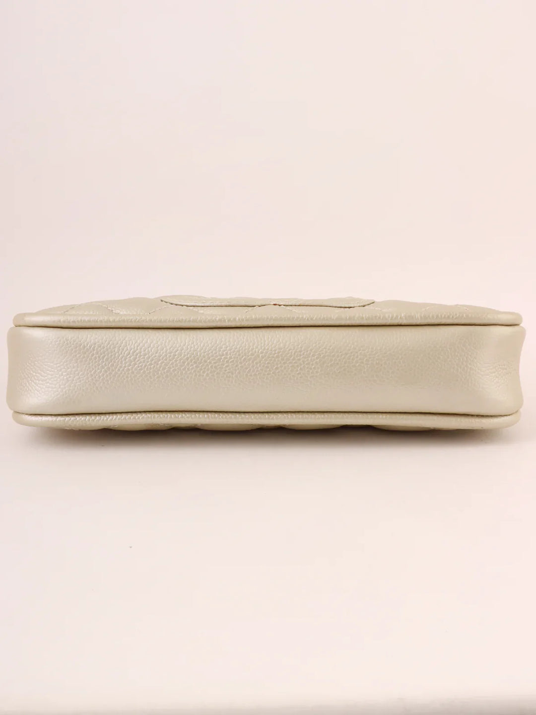 Chanel Around 2005 Made Cc Mark Stitch Shoulder Bag Champagne Gold