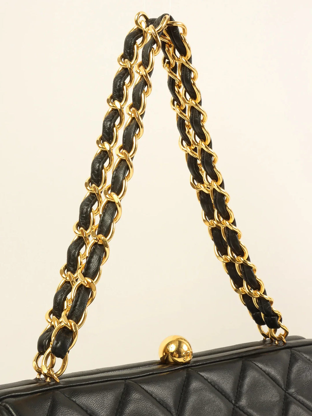 Chanel Around 1995 Made Cc Mark Metal Clasp Chain Bag Black