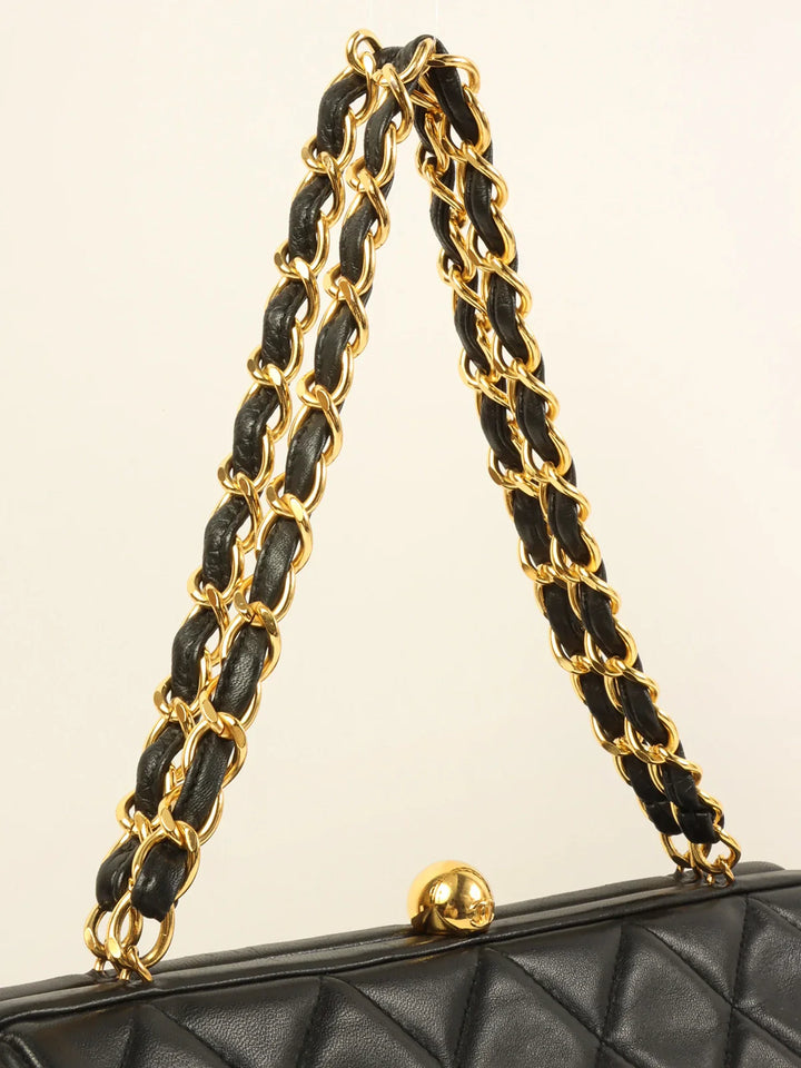 Chanel Around 1995 Made Cc Mark Metal Clasp Chain Bag Black