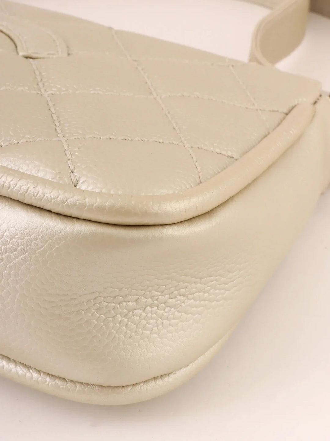 Chanel Around 2005 Made Cc Mark Stitch Shoulder Bag Champagne Gold
