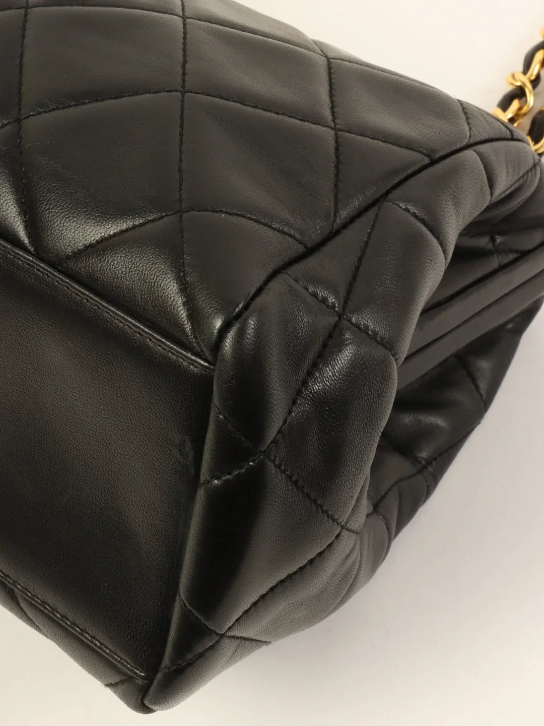 Chanel Around 1995 Made Cc Mark Metal Clasp Chain Bag Black