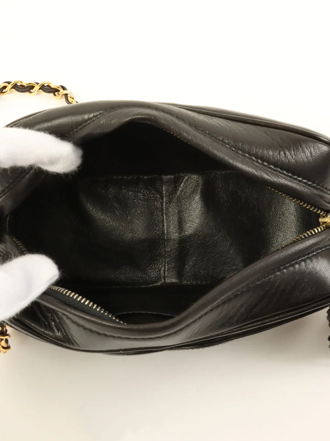 Chanel Around 1995 Made Triple Cc Mark Stitch Tassel Chain Shoulder Bag Black